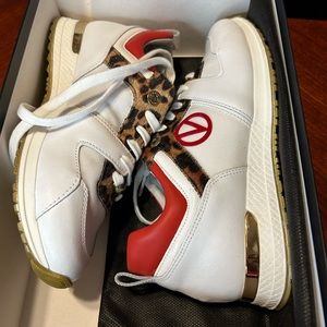 Mario VALENTINO Spa Italy Iris White Leather Tennis Shoes Size 8 Valued at $479